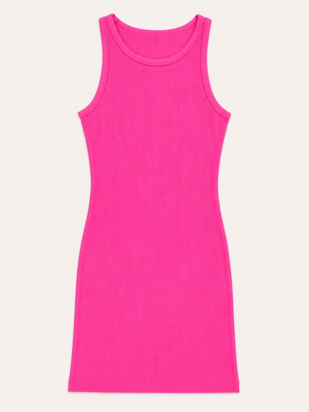 OQQ Hot Pink Ribbed Bodycon Tank Dress | Size Large (Fits More Like a Medium)